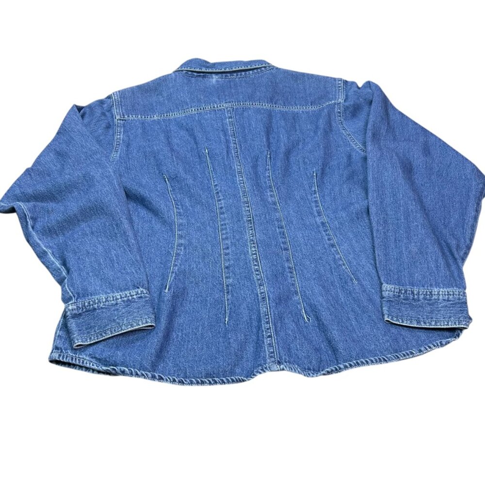 Vintage Mickey Jerry Leigh Mickey Mouse Woman's Denim Shirt Jacket Medium Zip - Picture 5 of 8